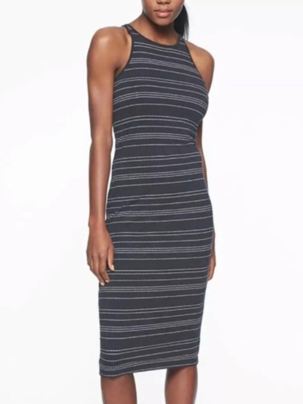 ATHLETA Sunkissed Midi Tank Dress in Broken Stripe Size Small